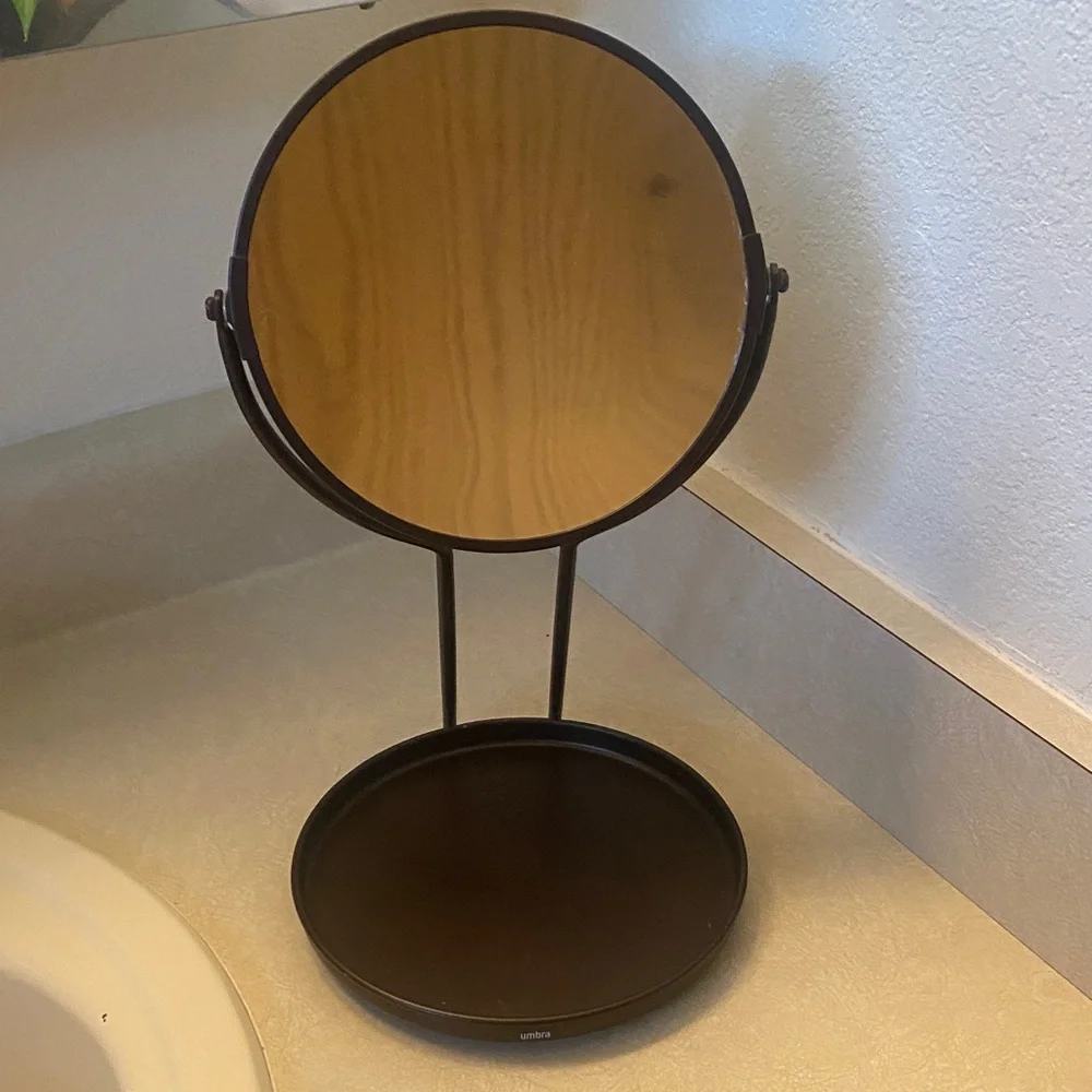 Umbra Bronze Vanity Mirror Magnifying Double Sided Metal